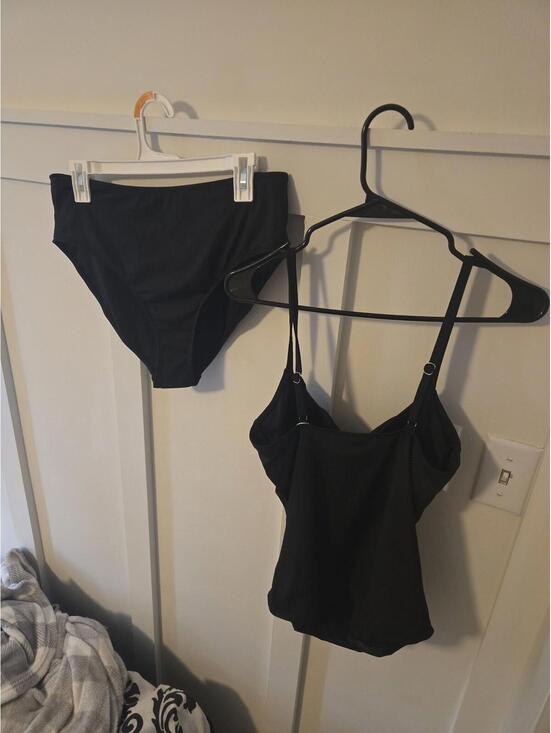 EOMENIE Black Ribbed High-Waisted Bikini Set Two-Piece Swimsuit NWT - Picture 3 of 4